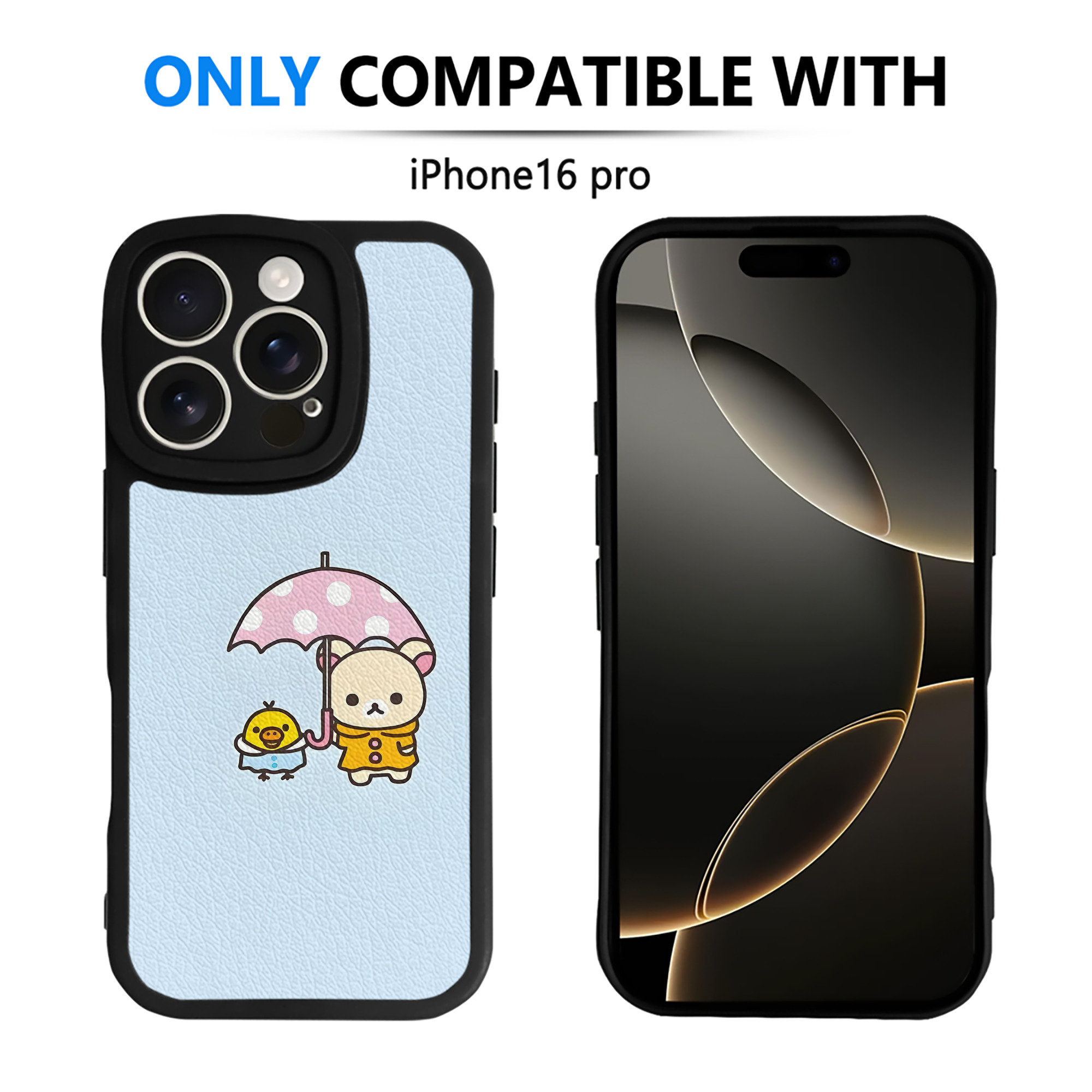 （画像用） リラックマ リラックマ キイロイトリ Rilakkuma Korilakkuma Kiiroitori 【iPhone 16シリーズ対応】シリコンスマホケース（レザー調） 材質：シリコン
